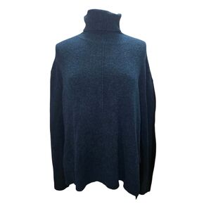 Athleta Womens Transit Colorblock Turtleneck Sweater Merino Wool Blend Black L